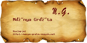 Mánya Gréta névjegykártya